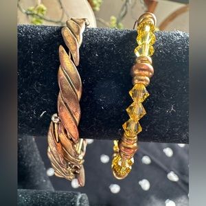 Alex & Ani Gold Bracelet Bundle Rolling Hills Wrap Beaded Dazzle Bangle Wristlet